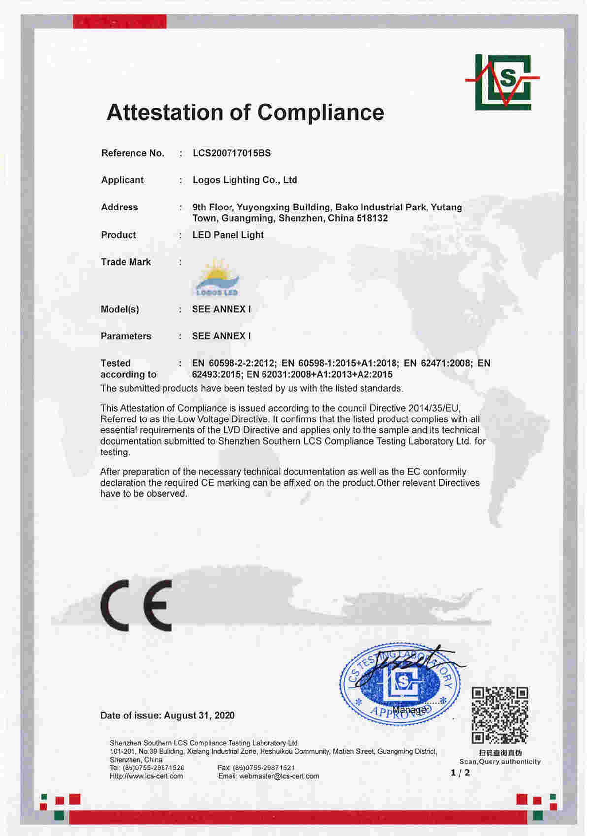 LogosLED CE for LED Panel Light