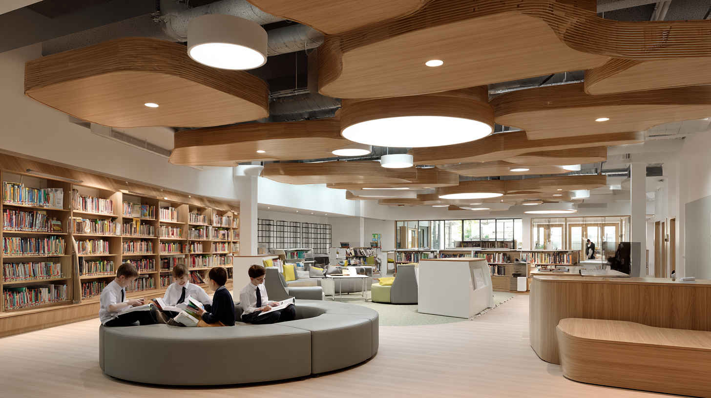 school_library_with_LED_downlights_and_panel_lights