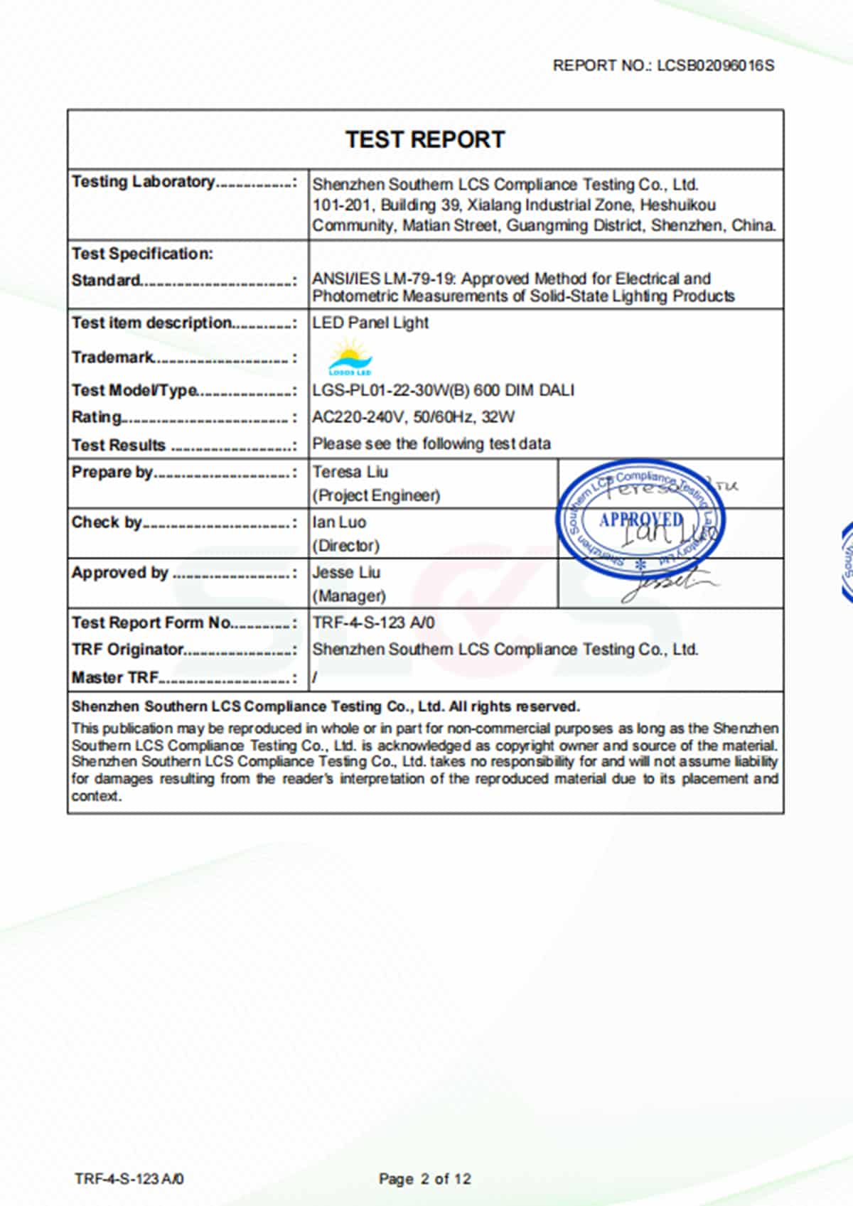 LogosLED LM79 for LED Panel Light
