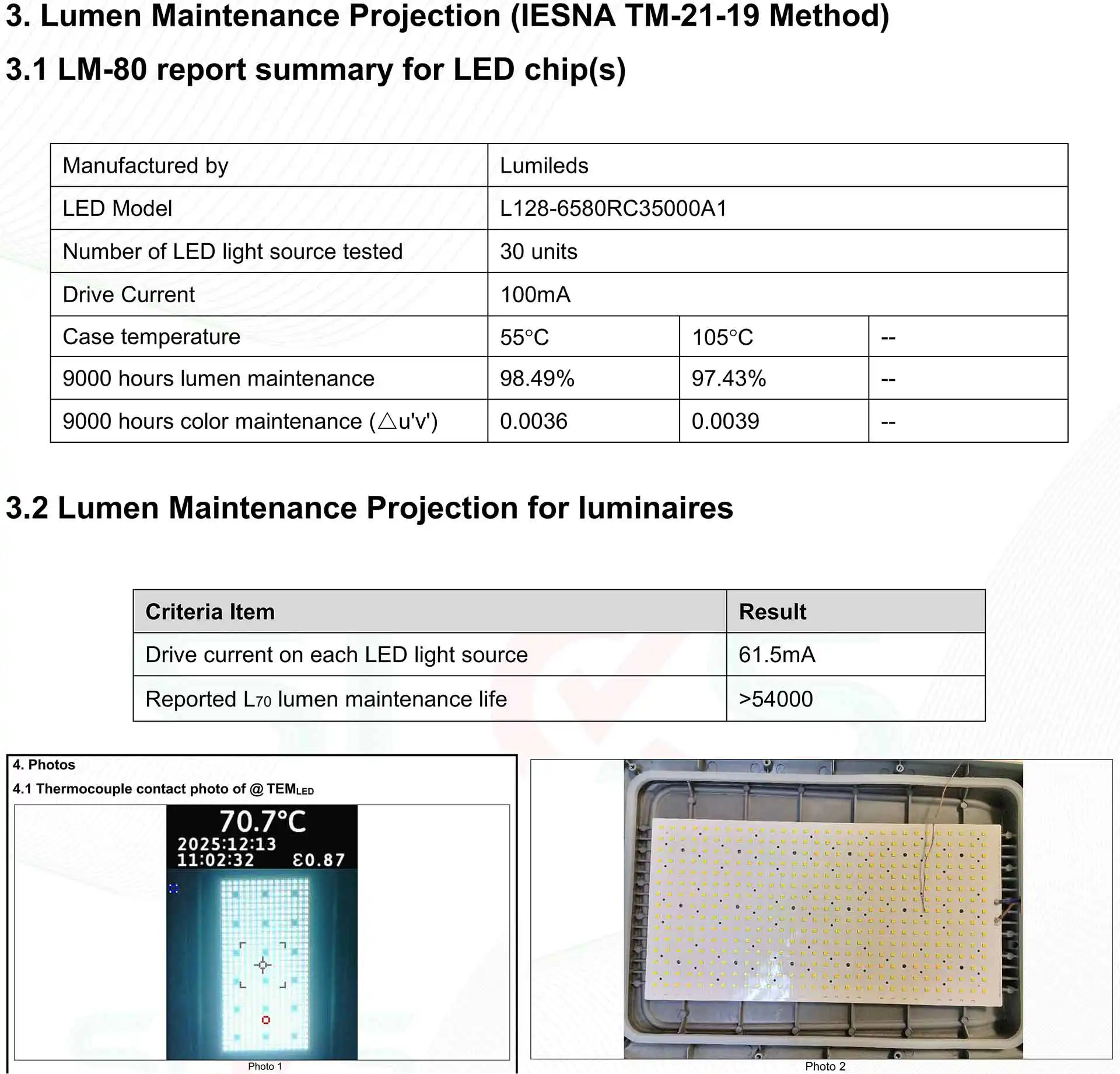 TM21 Testing for LED Street Light TM21 Testing for LED Street Light